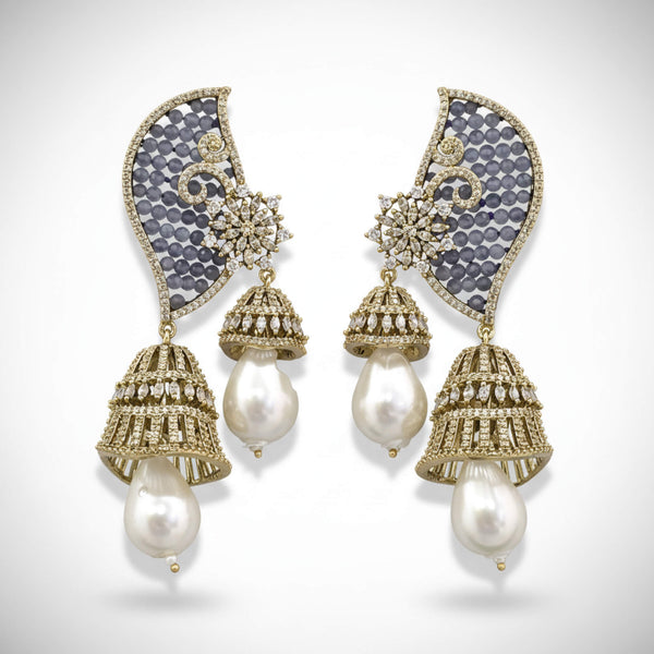 442491 Cz Classic Earring With Mehndi Plating