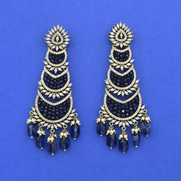 442492 Cz Classic Earring With Mehndi Plating