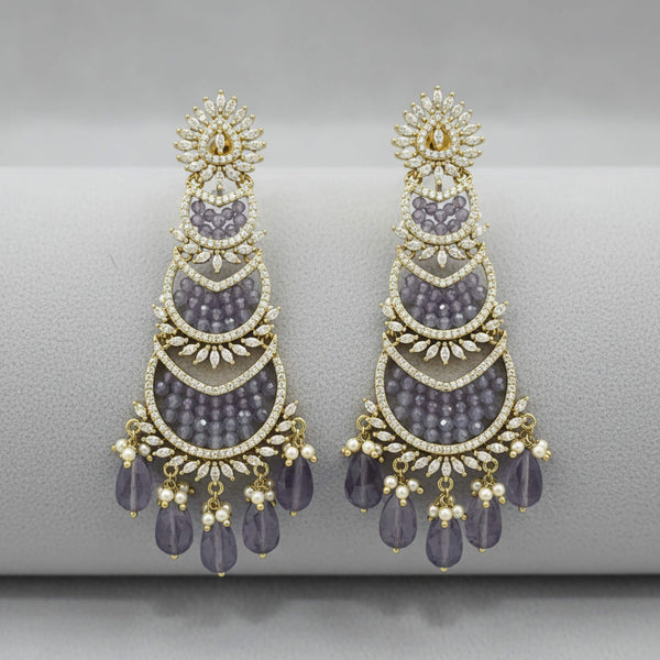 442492 Cz Classic Earring With Mehndi Plating