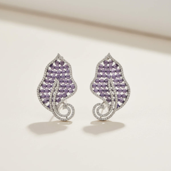 442493 Cz Classic Earring With Rhodium Plating