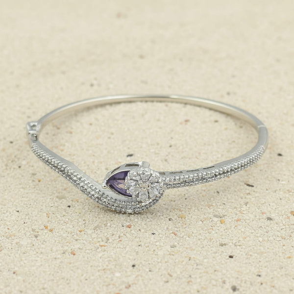 442497 Cz Delicate Kada With Rhodium Plating