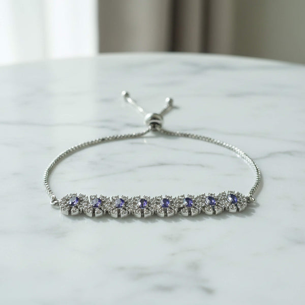 442537 Cubic Zirconia Adjustable Bracelet With Rhodium Plating