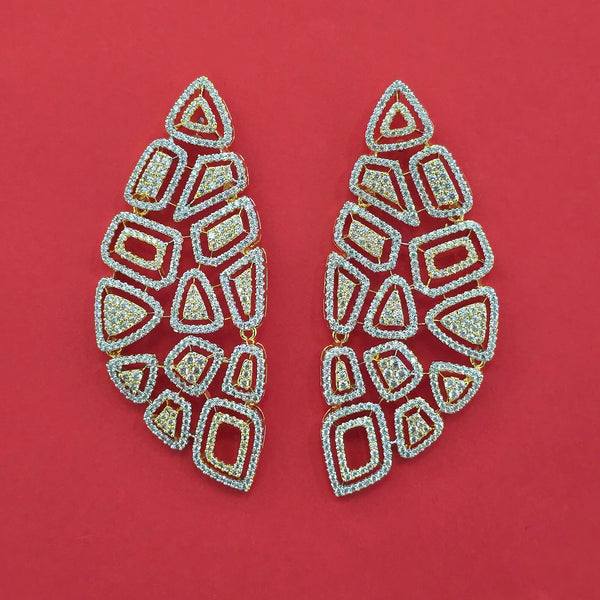 442540 Cubic Zirconia Classic Earring With Carat 2 Tone Rhodium Plating