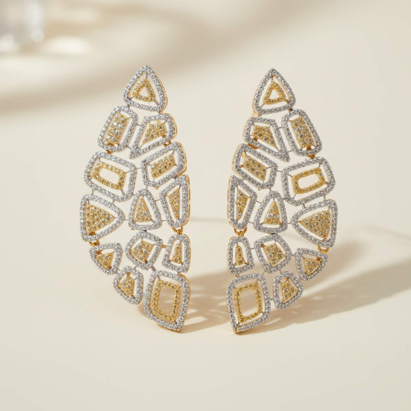 442540 Cubic Zirconia Classic Earring With Carat 2 Tone Rhodium Plating