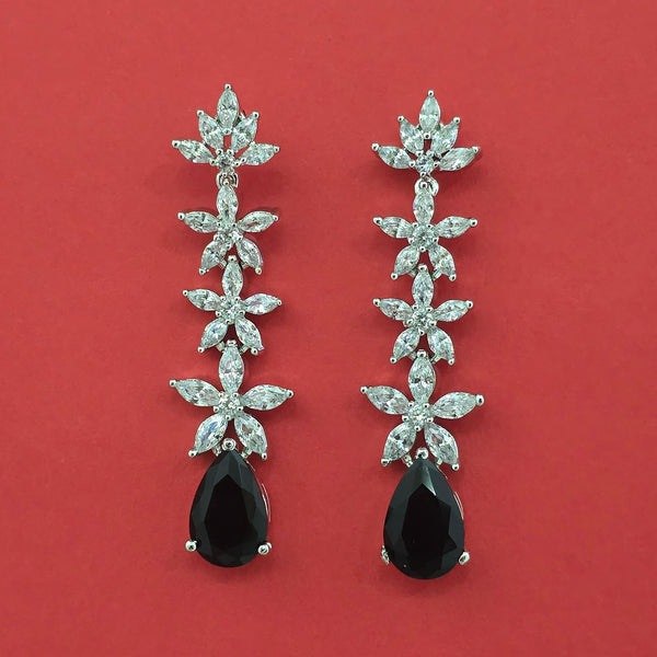 442552 Cubic Zirconia Classic Earring With Rhodium Plating