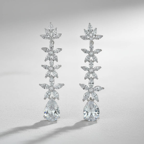 442552 Cubic Zirconia Classic Earring With Rhodium Plating