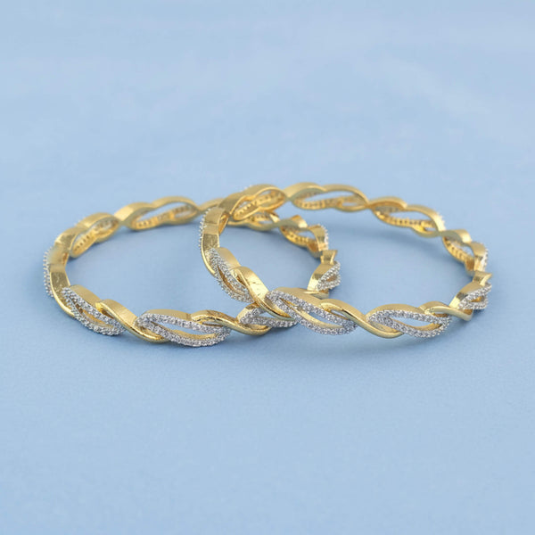 442563 Cubic Zirconia Classic Bangles With 2 Tone Plating