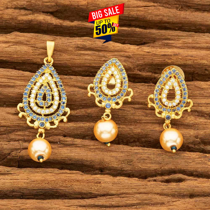 CZ Delicate Pendant Set with gold plating 57816