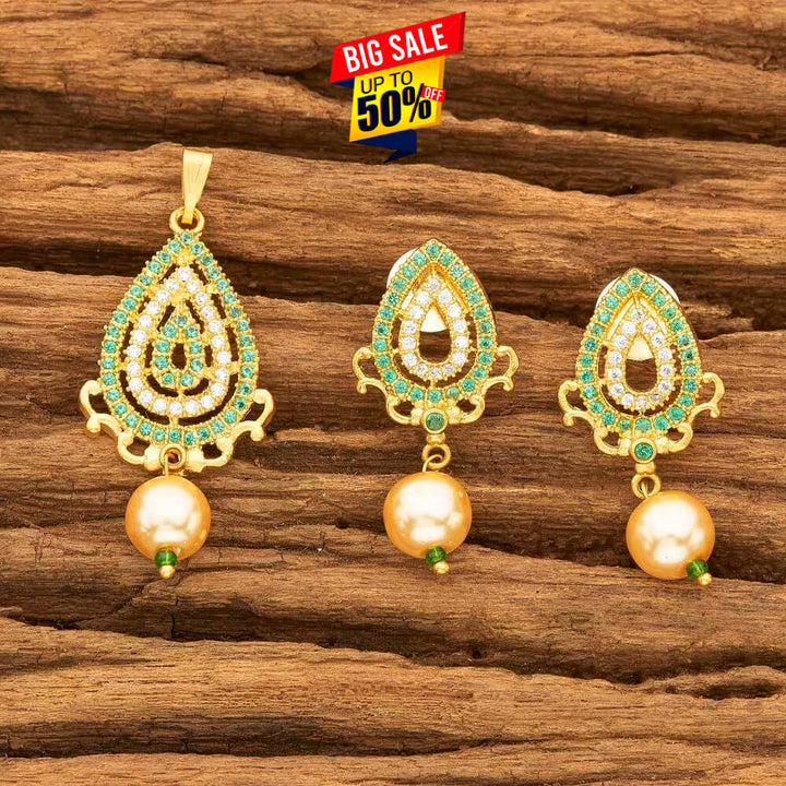 CZ Delicate Pendant Set with gold plating 57816