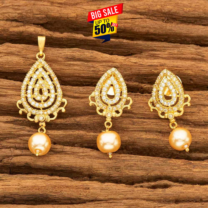 CZ Delicate Pendant Set with gold plating 57816