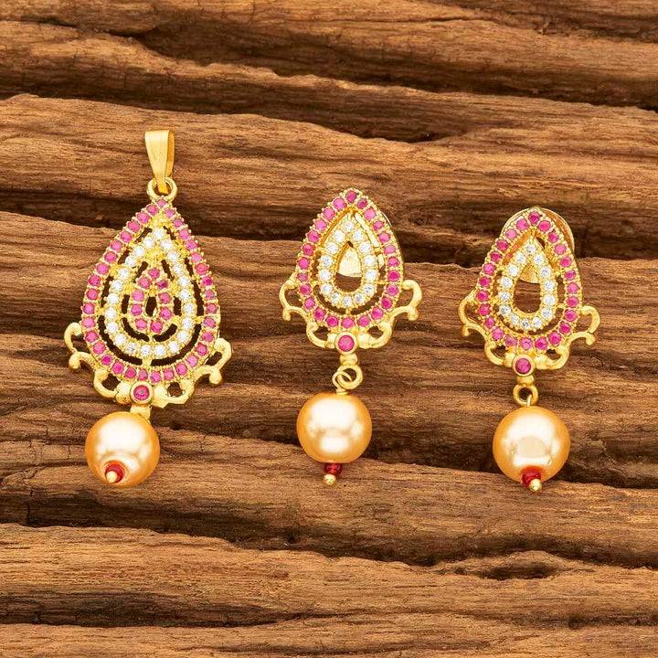 CZ Delicate Pendant Set with gold plating 57816