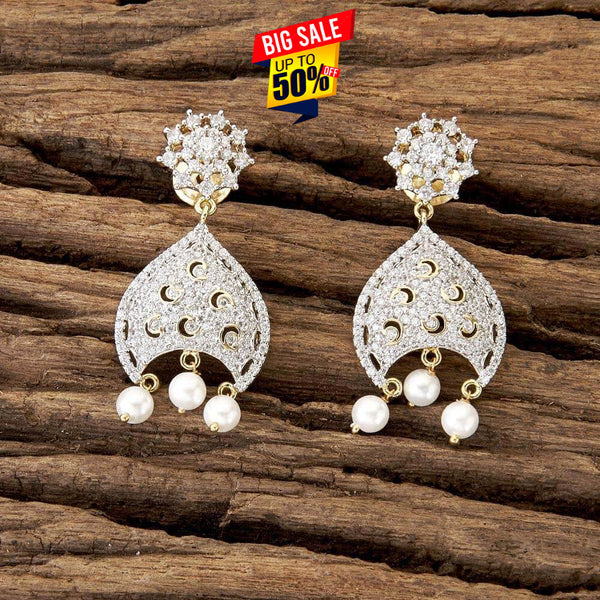 CZ Short Earring with 2 tone plating 58115