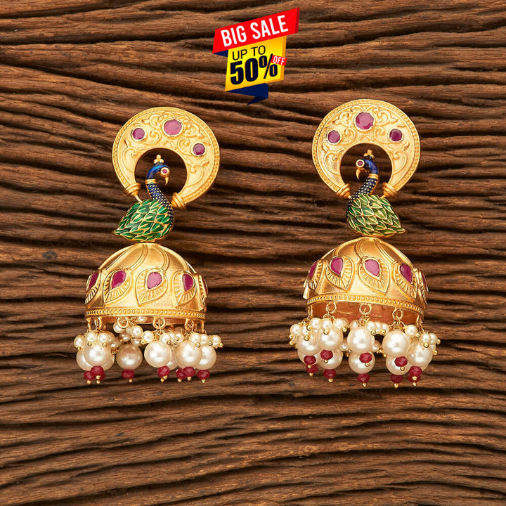 Cz Jewellery Jhumkis with gold plating 63664