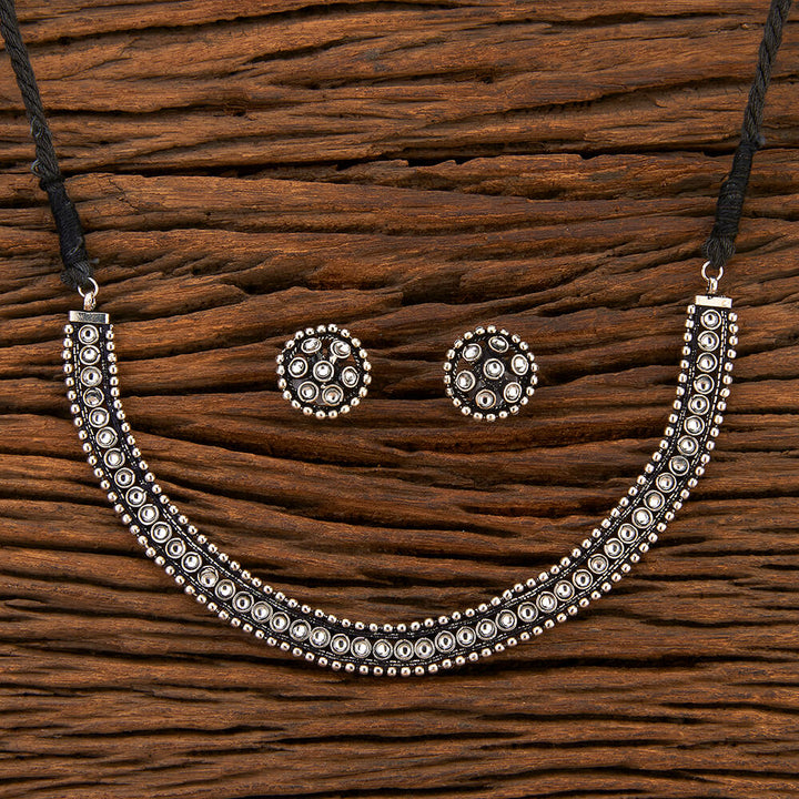 Delicate Necklace With Oxidised Plating 800085