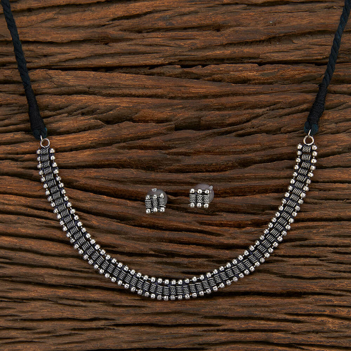 Delicate Necklace With Oxidised Plating 800188