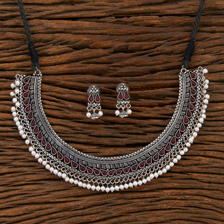 Classic Necklace With Oxidised Plating 800298