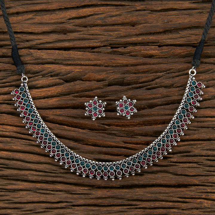 Delicate Necklace With Oxidised Plating 800459