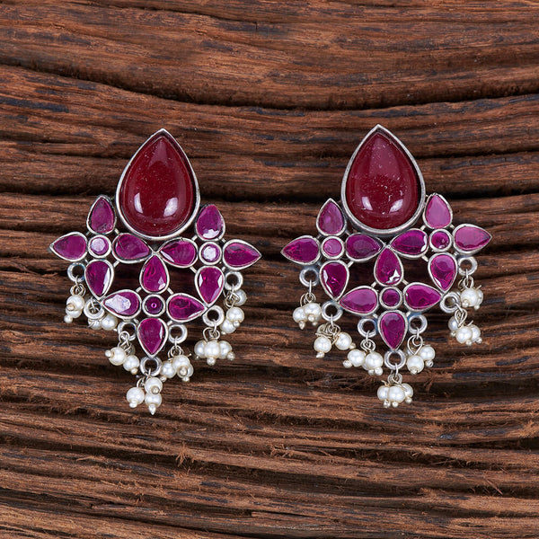 Stone Earring With Oxidised Plating 802416