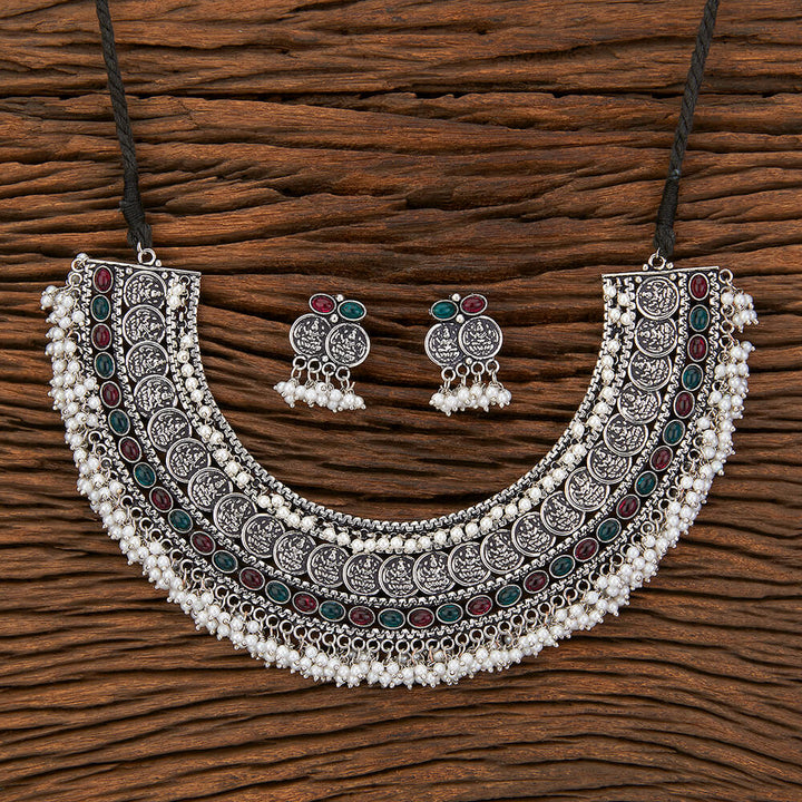 Classic Necklace With Oxidised Plating 802467