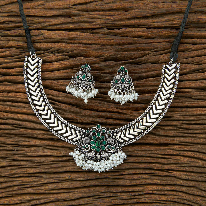 Peacock Necklace With Oxidised Plating 802598