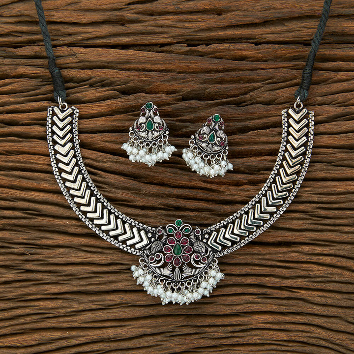 Peacock Necklace With Oxidised Plating 802598