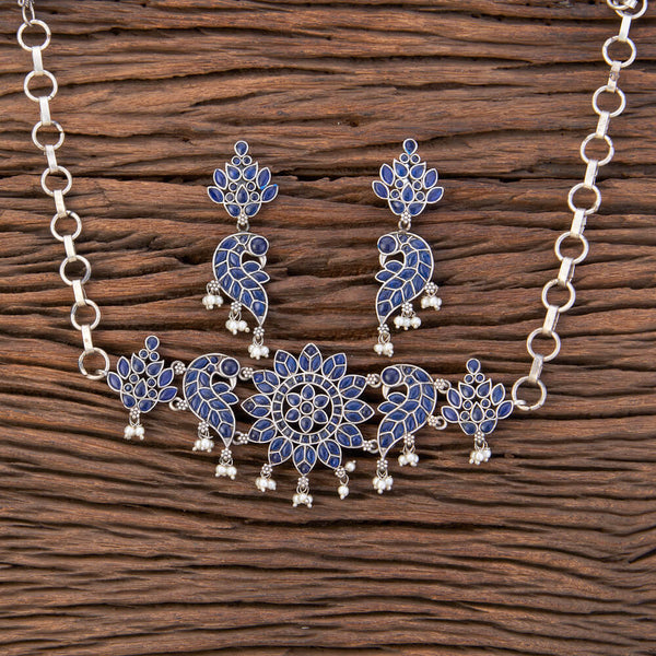 Peacock Necklace With Oxidised Plating 803371