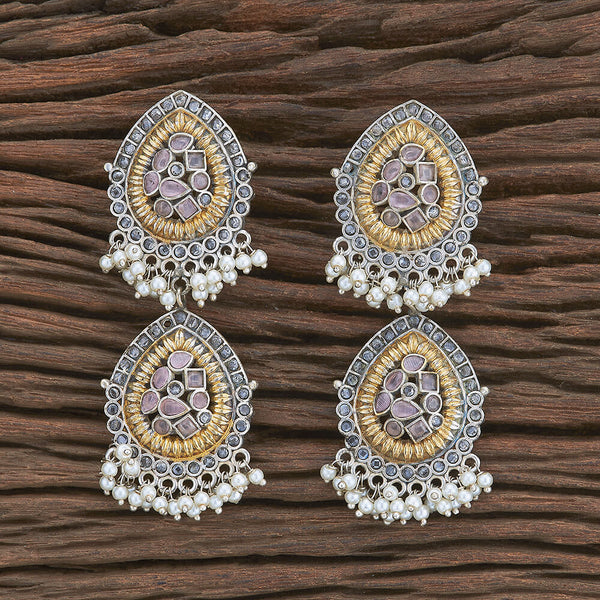 Oxidised Moti Earring With 2 Tone Plating 803633