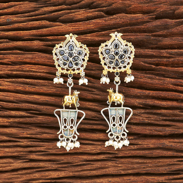 Oxidised Moti Earring With 2 Tone Plating 803709