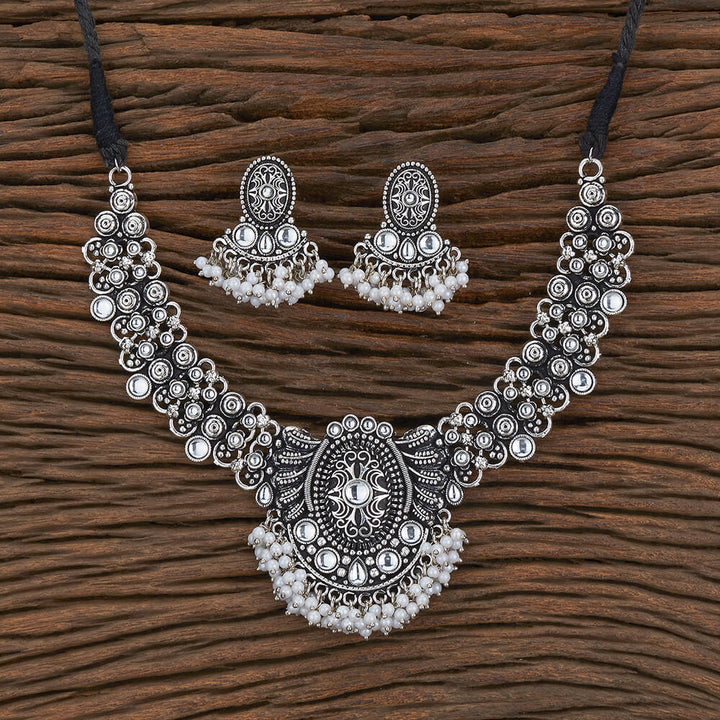 Pearl Necklace With Oxidised Plating 803936