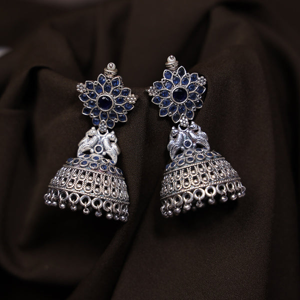 Peacock Earring With Oxidised Plating 806214