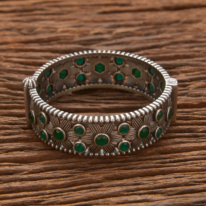 Stone Kada With Oxidised Plating 806561