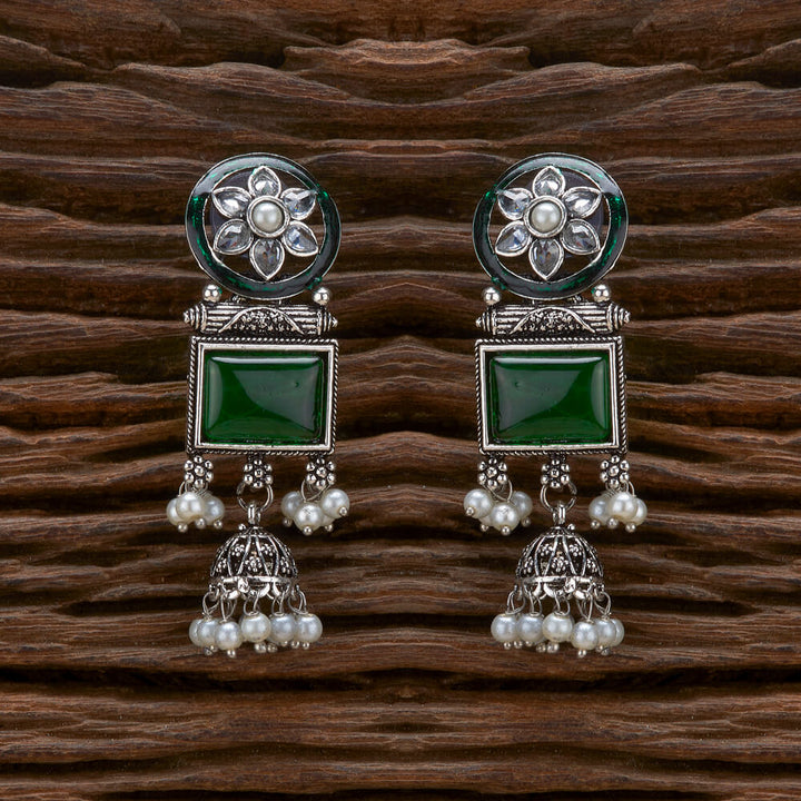 Meenakari Jhumki With Oxidised Plating 807040