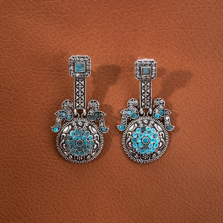 Peacock Earring With Oxidised Plating 807251