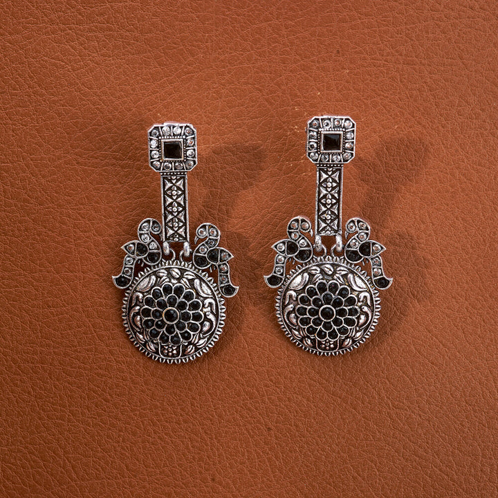 Peacock Earring With Oxidised Plating 807251