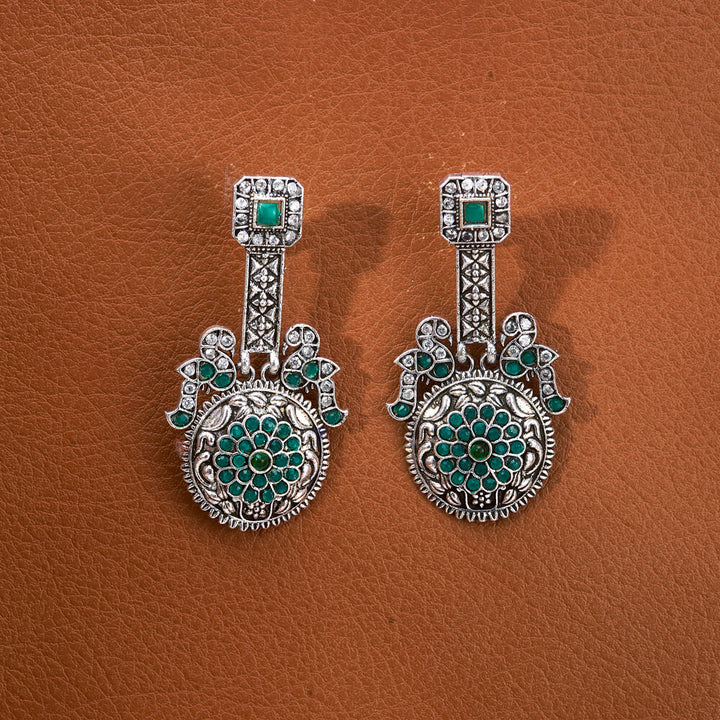 Peacock Earring With Oxidised Plating 807251