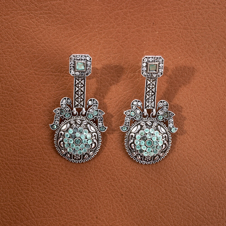 Peacock Earring With Oxidised Plating 807251