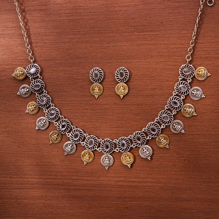 Oxidised Classic Necklace With 2 Tone Plating 807372