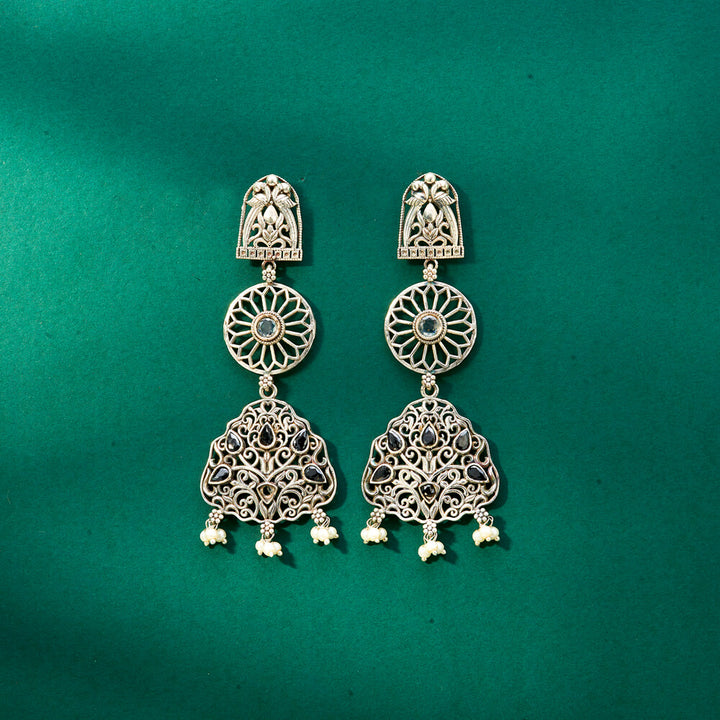 Peacock Earring With Oxidised Plating 807635