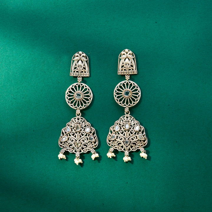 Peacock Earring With Oxidised Plating 807635