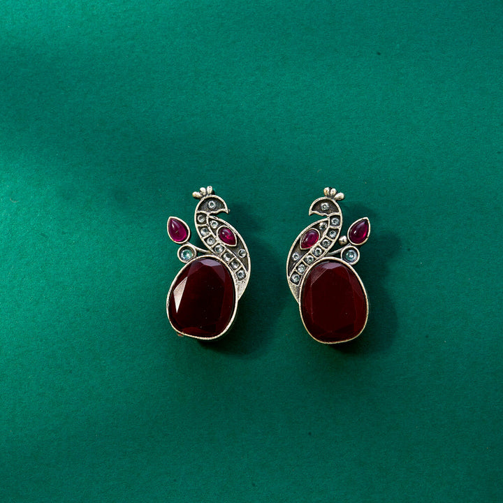 Peacock Earring With Oxidised Plating 807646