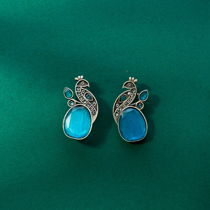 Peacock Earring With Oxidised Plating 807646