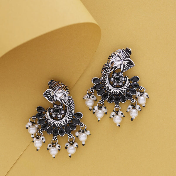 Moti Earring With Oxidised  Plating 807816