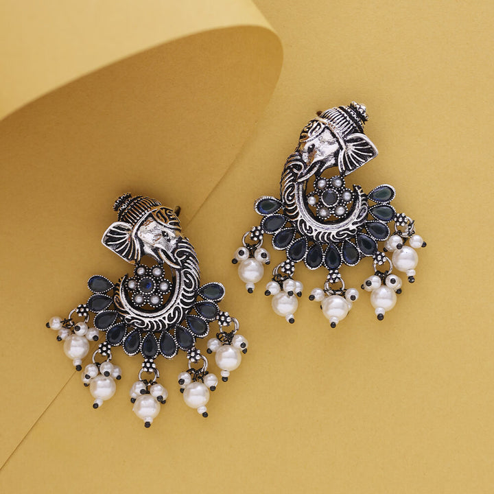 Moti Earring With Oxidised  Plating 807816