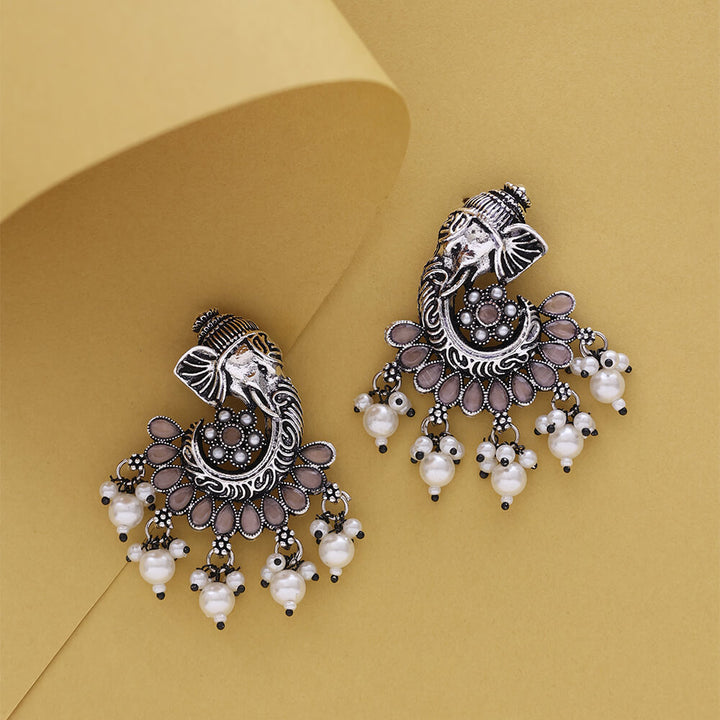 Moti Earring With Oxidised  Plating 807816