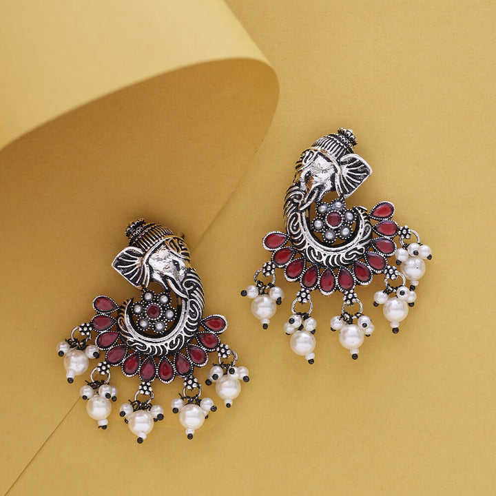 Moti Earring With Oxidised  Plating 807816