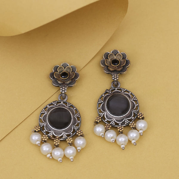 Oxidised Classic Earring With 2 Tone Plating 807841