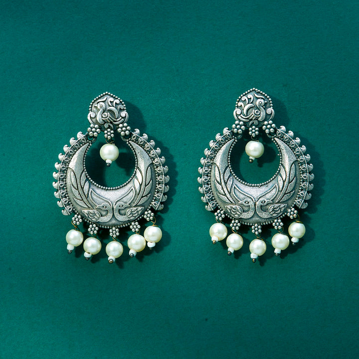 Peacock Earring With Oxidised Plating 807879