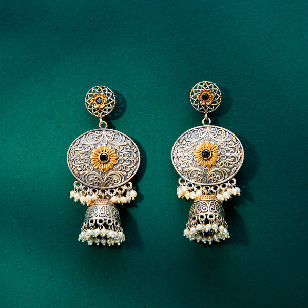 Oxidised Jhumki With 2 Tone Plating 807906