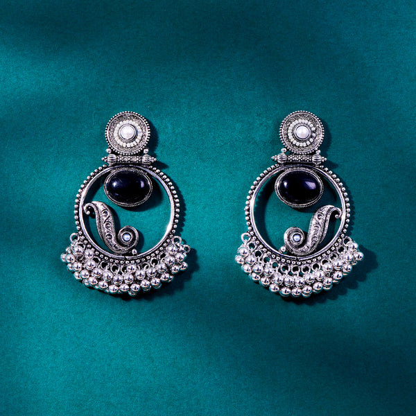 808049 Classic Earring With Oxidised Plating