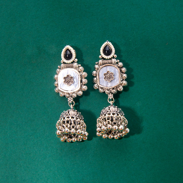 808174 Jhumki With Oxidised Plating